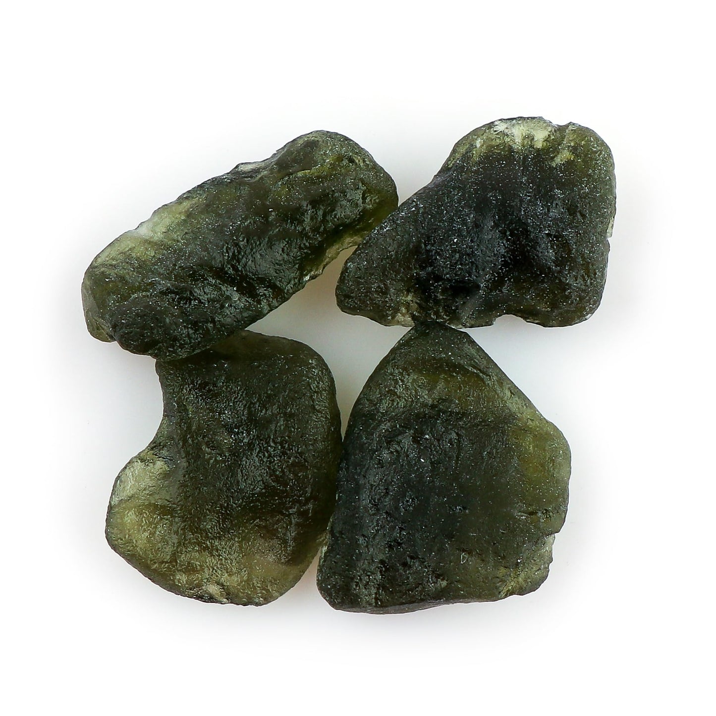CRYSTALIS 4pcs Raw Synthetic Moldavite, High Grade Loose Gemstone Wholesale Bulk Rough Jewelry Making Supply, Chakra Stones, Wire Wrapping, DIY, Gem Collection