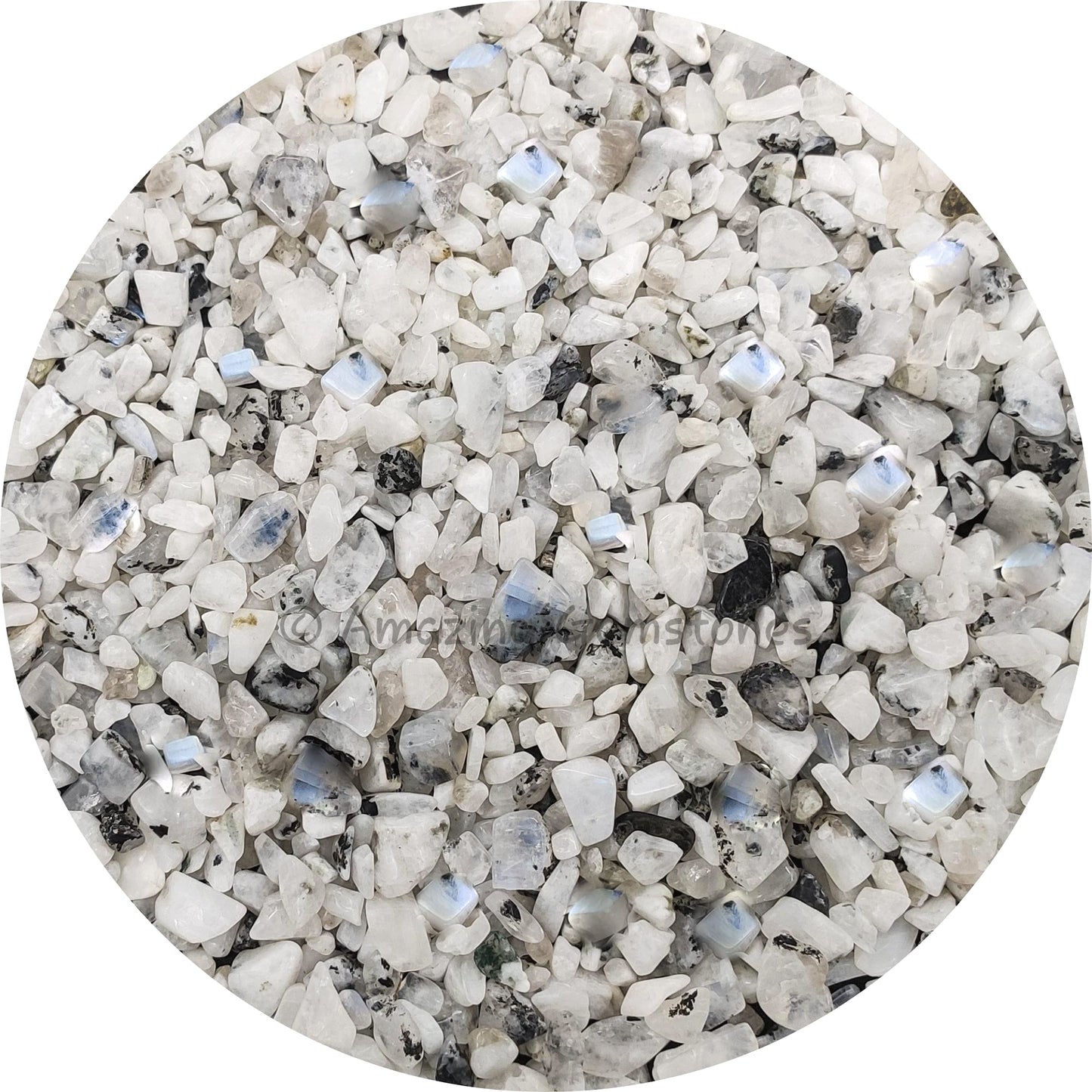 Amazing Gemstone Rainbow Moonstone Crystal Chips Aquarium Gravel Rocks - Bulk Fish Tank Gravel, Small Tumbled Stone Chips and Tiny Crystals for Decoration (Natural AAA Grade Gemstones)