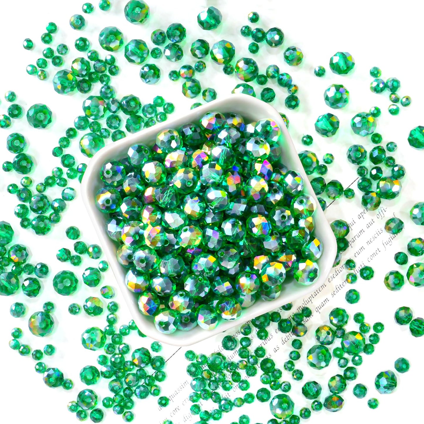 Laopottbeads 1200Pcs 4mm Crystal Glass Beads for Jewelry Making Beads for Bracelets Necklace Pendants Making Supplies(Malachite Green)