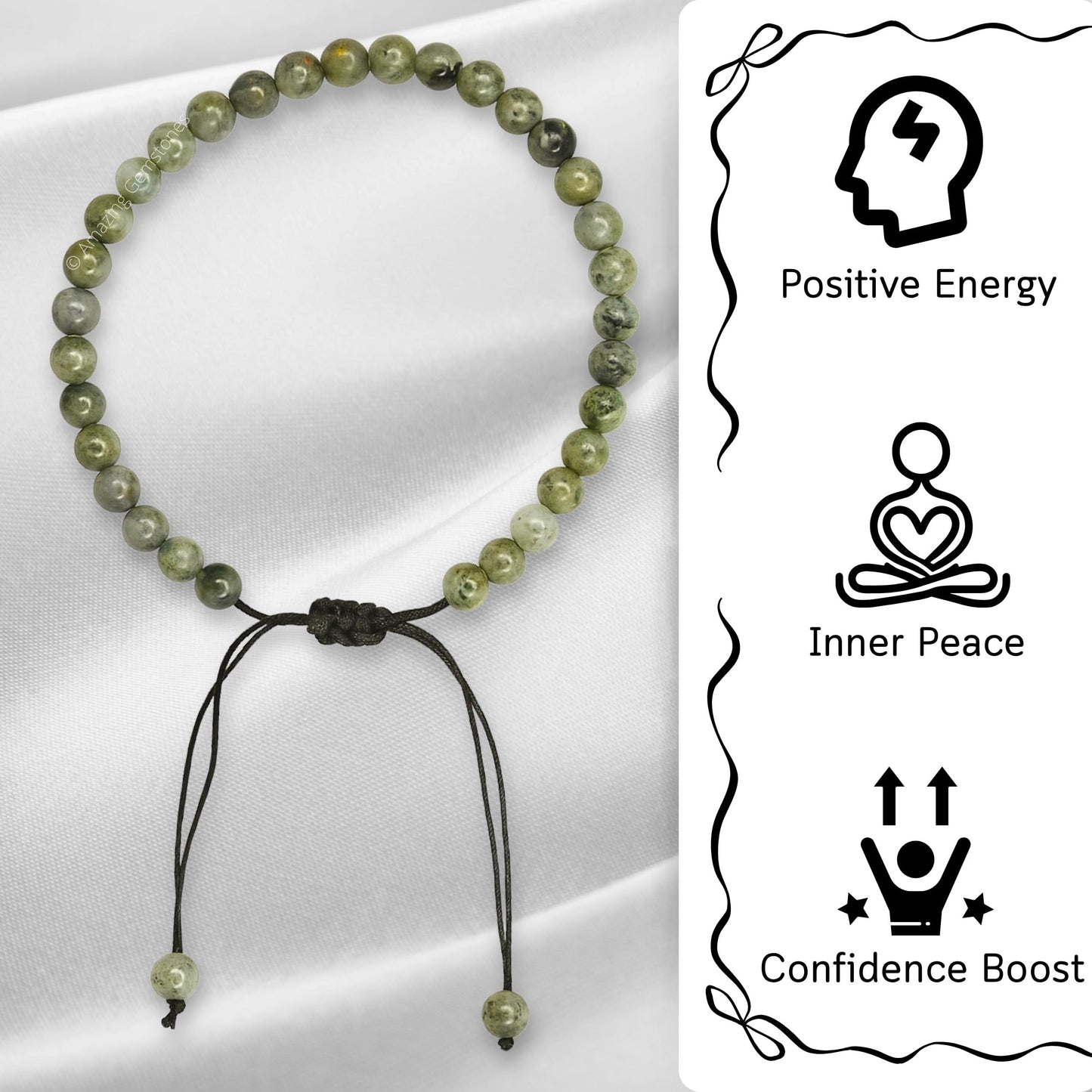 Amazing Gemstone Labradorite Anklet Ankle Bracelets for Women - Waterproof Beaded Healing Crystal Anklets, Plus Size Chakra Gemstone Bead Anklet (Stretchy Adjustable - Plain)