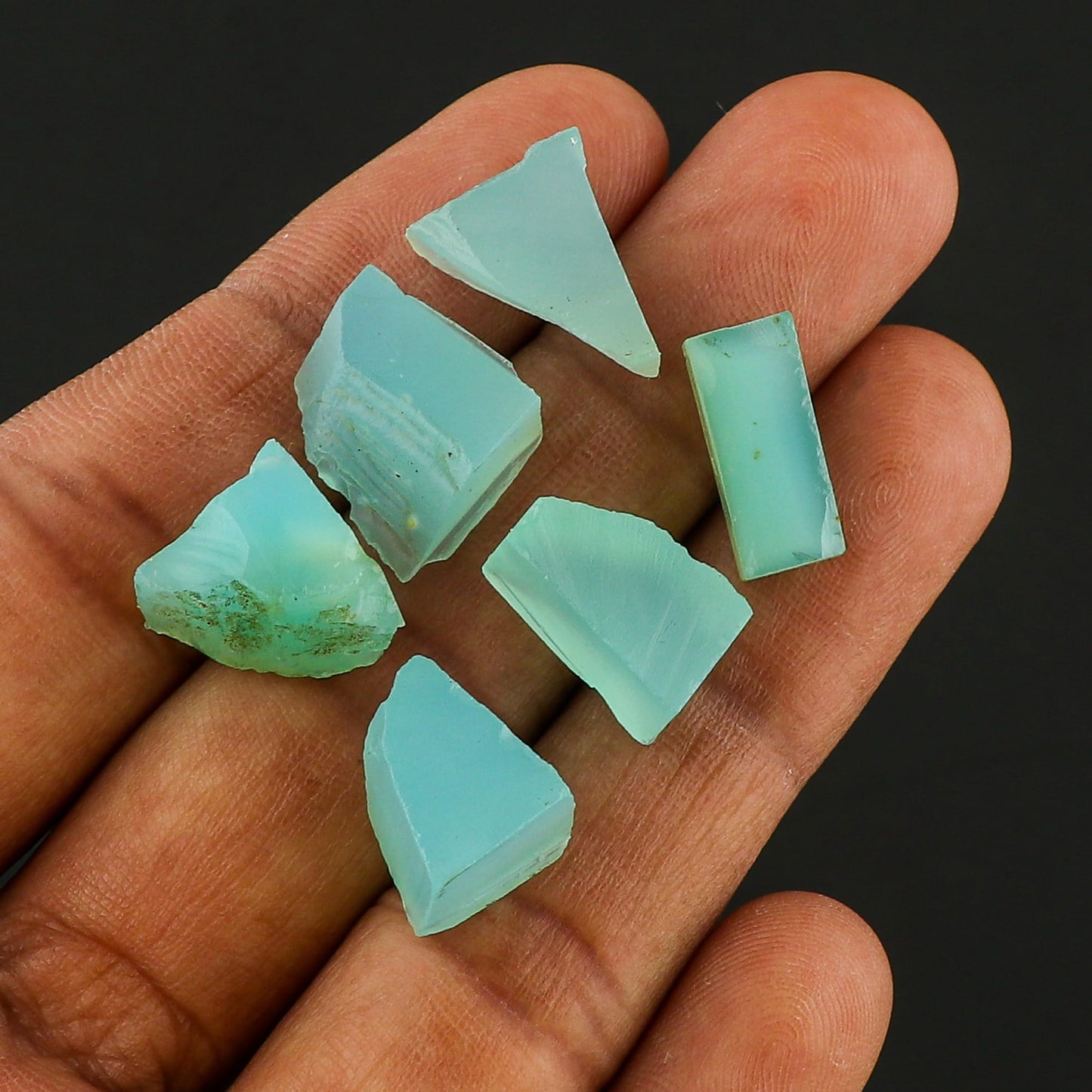 CRYSTALINES 50cts, Wholesale Natural Raw Aqua Chalcedony Gemstone, Rough Stone Lot, Bulk Loose Supplies for Jewelry Making, Chakra Healing Crystals, DIY Crafts, Gem Collection, 6 to 8pcs