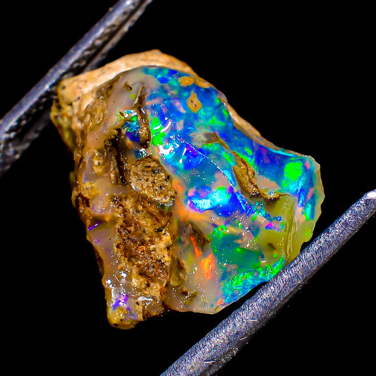 Natural 4.5 Cts Raw Ethiopian Opal Rough Gemstones Multi Fire Welo Opal Stones for Tumbling & Jewelry Making Supplies Healing Crystals Gems Rocks Loose Gemstones