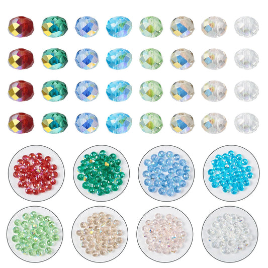 Elecrelive 400pcs 4mm Briolette Crystal Glass Beads AB Color Faceted Rondelle Crystal Beads for DIY Jewelry Making Bracelet Necklace Earring