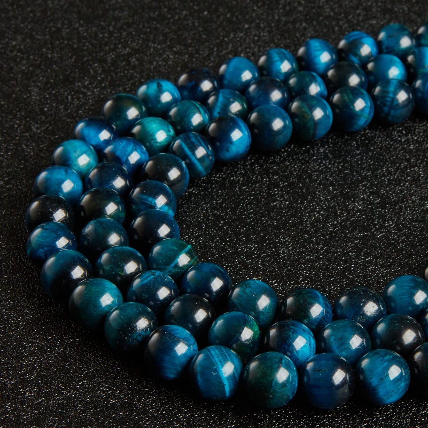 100pcs 10mm Aquamarine Tiger Eye Beads Natural Gemstone Beads Round Loose Beads for Jewelry Making