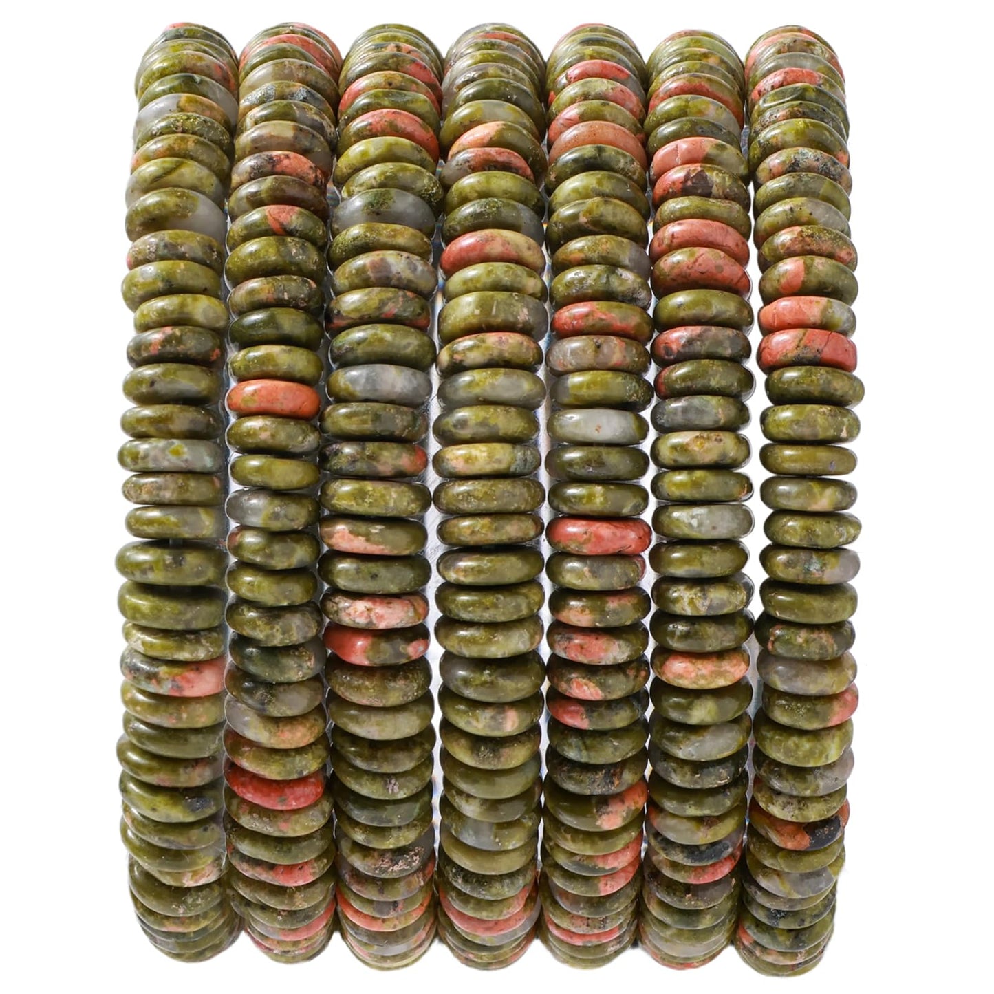 Natural Unakite Disk Stone Spacer Beads 6x2mm 38cm/str Flat Rondelle Loose Semi Gemstone Caps for Making Bracelets Necklace