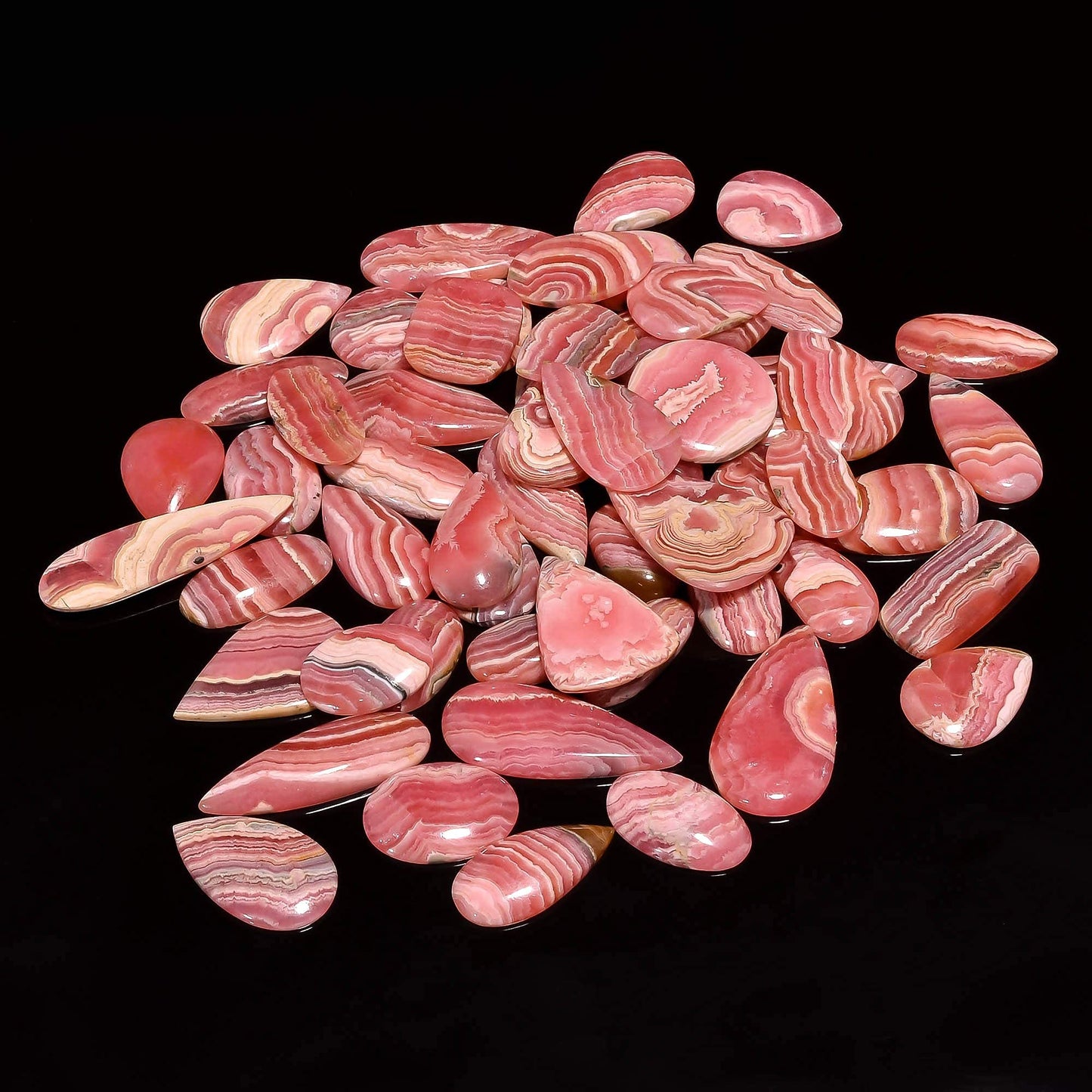 Gemkora Natural Pink Rhodochrosite Cabochon Gemstones Wholesale Lot Jewelry Making, Loose Crystals Supply, Healing Stones, Mix Pack, Crystals, Bulk Deal, Stones, 18 to 25mm (3 to 4pcs)