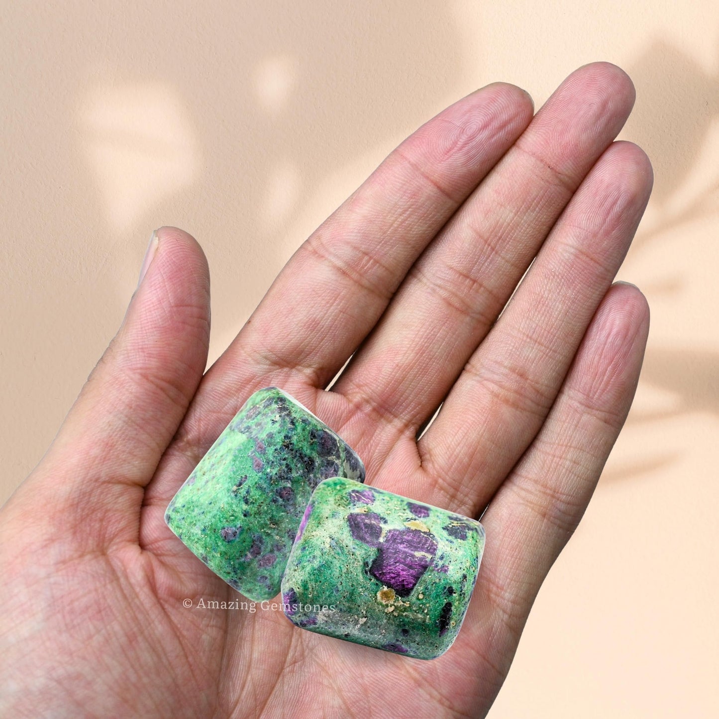 Amazing Gemstone Ruby Fuchsite Crystal Tumbled Stones Polished Rocks, 1 Oz - Natural Gem Stones for Healing - DIY Crystals for Protection