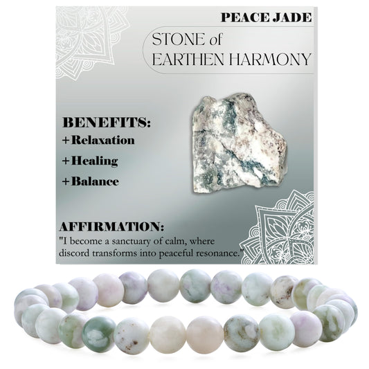 Bivei Peace Jade-Calm Harmony-6mm Beaded Bracelets for Women Handmade Semi Precious Natural Stone Stretch Elastic Jewelry for Women Yoga Protection Gifts
