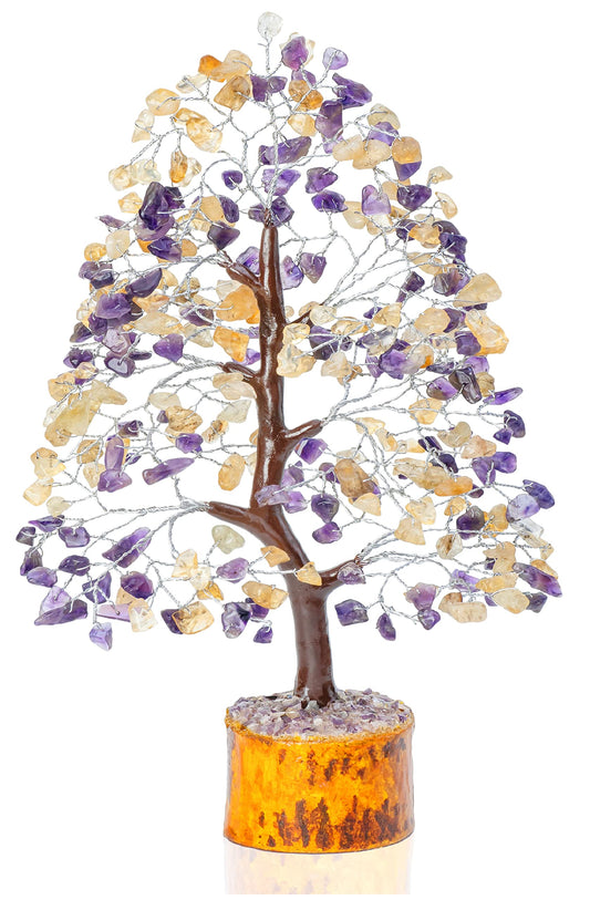 Crocon® Amethyst & Citrine Tree Crystal Tree of Life Birthday Gifts for Women Gemstone Tree Healing Stones Home, Shelf & Room Decor, Money Tree Positive Feng Shui Tree Bonsai Good Luck Spiritual Gift