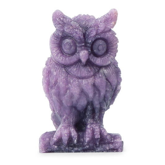 Artistone 2" Purple Mica Stone Crystal Owl Statue Hand Carved Mental Reiki Healing Gemstone Figurines Home Office Car Decoration Owl Gifts for Women Kitchen