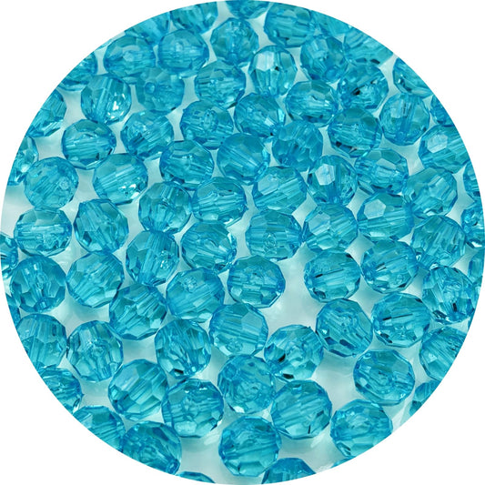 YUEXIGO 200pcs 10mm Acrylic Round Faceted Beads for Crafts Faceted Spacer Beads for Sewing Crafts Decoration Necklaces Bracelets Earrings Jewelry Making(Light Lake Blue)