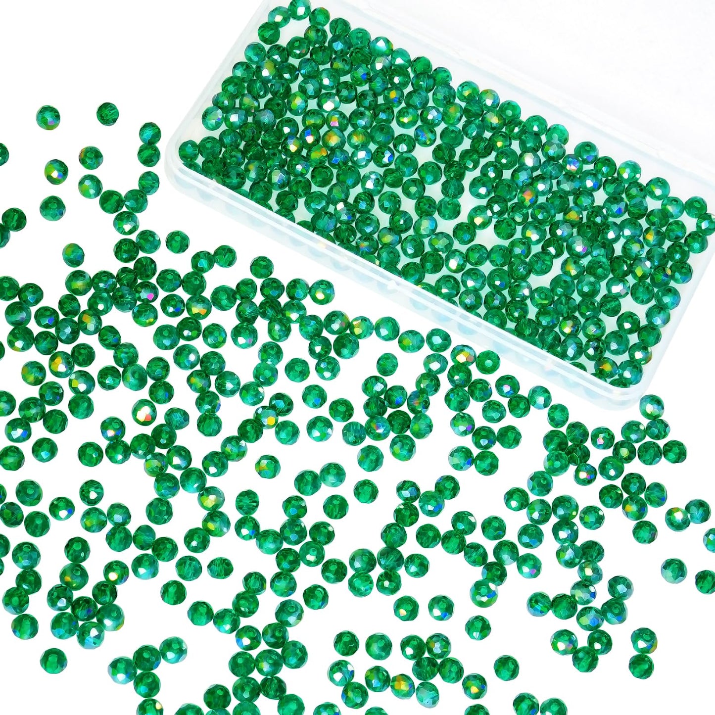 Laopottbeads 500Pcs 6mm Crystal Glass Beads for Jewelry Making Beads for Bracelets Necklace Pendants Making Supplies(Malachite Green)