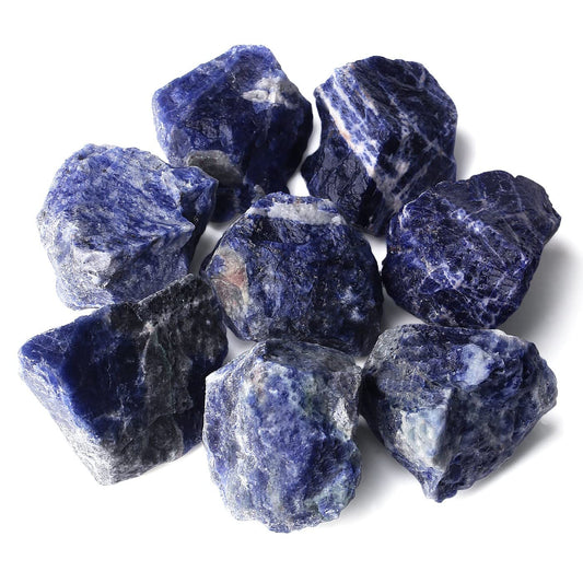 ZHIYUXI 2" Blue Sodalite Crystal Raw Crystals Bulk Crystals and Stones Large Natural Real Quartz Big Huge Rocks Gemstones for Tumbling Witchcraft Wire Wrapping Fountain Rocks Cabbing Room Decor 4Pcs