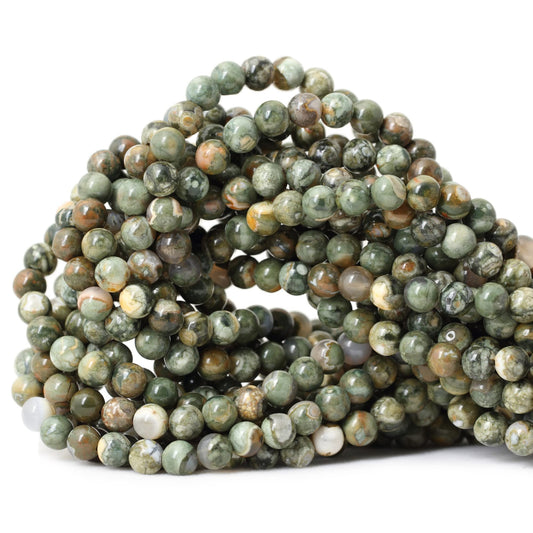 CHEAVIAN 60PCS 6mm Natural Aust Rhyolite Stone Gemstone Round Loose Beads for Jewelry Making 1 Strand 15"