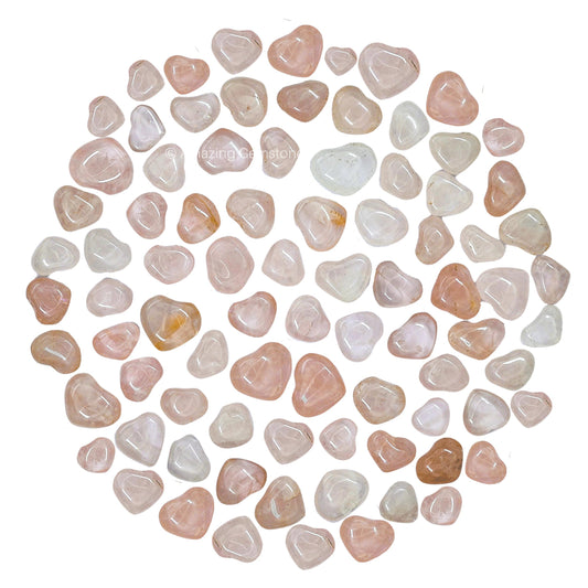 Amazing Gemstone Rose Quartz Stone Heart - Pack of 10 Crystal Heart Stones Rocks - Corazones De Piedra Crystals and Healing Stones Heart Shaped Crystal - Stocking Stuffers Gifts