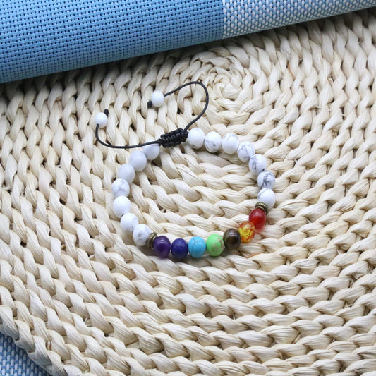 HEDQFM 2 PCS Chakra Bracelets Lava Rock Stone Aromatherapy Essential Oil Diffuser Adjustable Woven Bracelet and Elastic Rope Bracelet for Men and Women