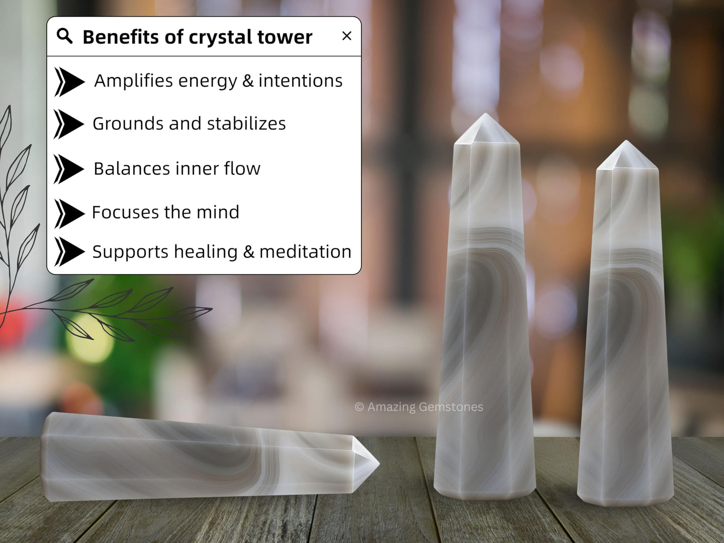 Amazing Gemstone Agate Crystal Towers ~ Natural Healing Crystal Point Obelisk for Reiki Healing and Crystal Grid (2" to 3" INCH)