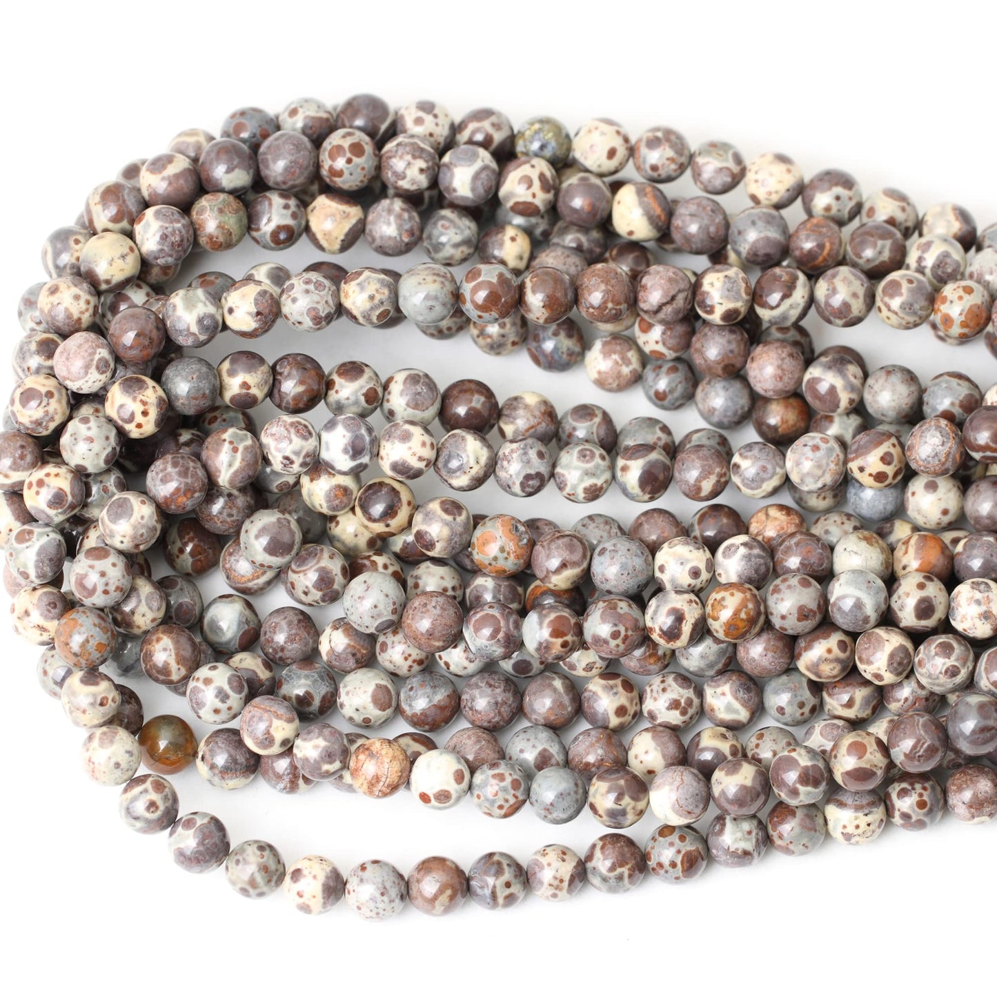 CHEAVIAN 45PCS 8mm Natural Mexico Obicular Jasper Gemstone Round Loose Beads for Jewelry Making 1 Strand 15"