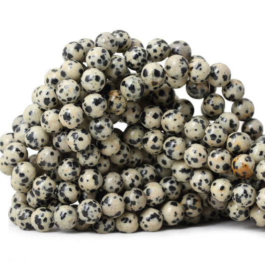 CHEAVIAN 45PCS 8mm Natural Dalmatian Stone Round Loose Beads for Jewelry Making DIY Findings 1 Strand 15"