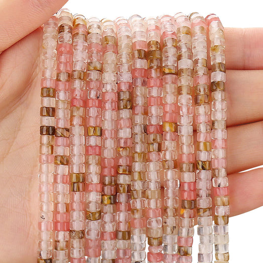 BONNY BOXX 150PCs Natural Watermelon Rind Spacer Beads, Loose Semi Precious Flat Round Gemstone Heishi Disc Stone Beads for Beading Jewelry Making 4mm*2mm