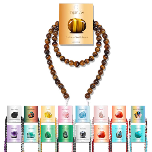 Vinswet 60pcs 6mm Tiger Eye Natural Stone Beads Round Genuine Real Stone Beading Loose Gemstones DIY Smooth Bead for Bracelet Necklace Earrings Jewelry Making