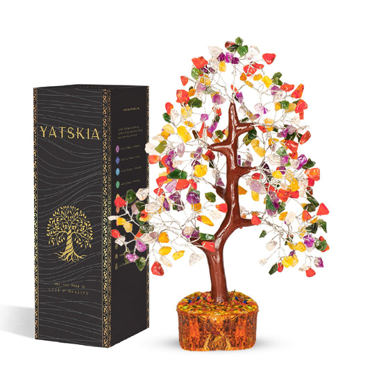 YATSKIA Mix Chakra Tree - Gemstone Tree of Life - Crystal Gifts for Women - Gemstones and Crystals - Crystal Trees for Positive Energy - Meditation Gifts