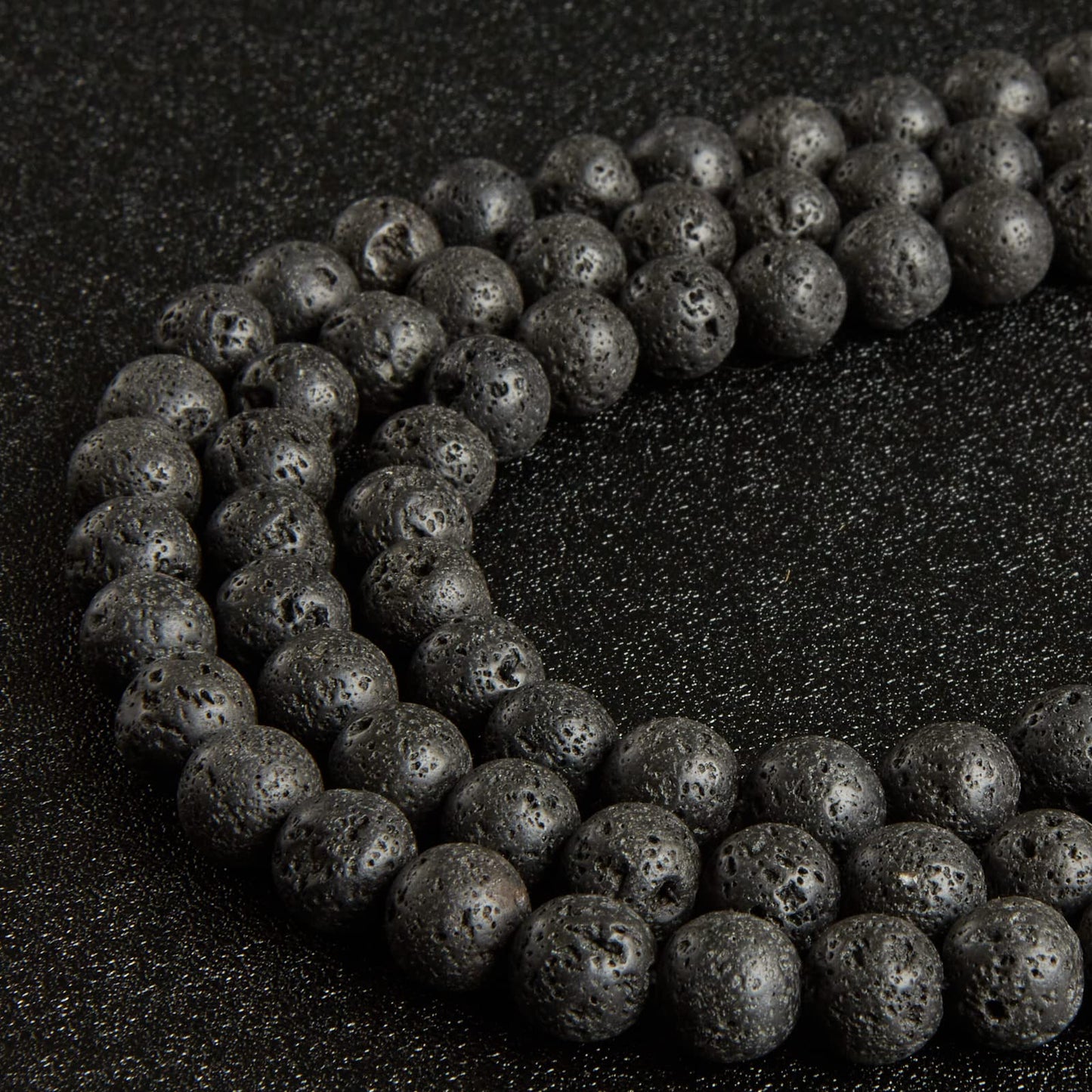 100pcs 10mm Black Lava Beads Natural Gemstone Beads Round Loose Beads for Jewelry Making
