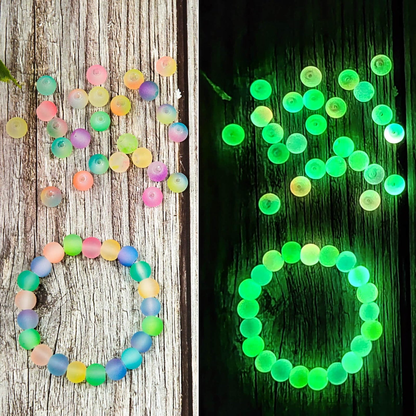 JHYlilia Glow in The Dark Glass Beads for Jewelry Making, 1600Pcs 6MM 24 Grids Crystal Gemstone Beads Round Spacer DIY Craft Bead for Bracelet Necklace Earrings Phone Lanyard Wedding Decor