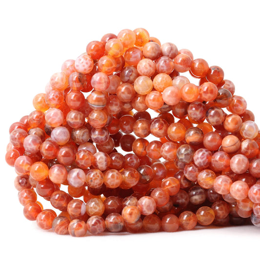 CHEAVIAN 60PCS 6mm Natural Red Dragon Vein Agate Round Loose Beads for Jewelry Making 1 Strand 15 inch