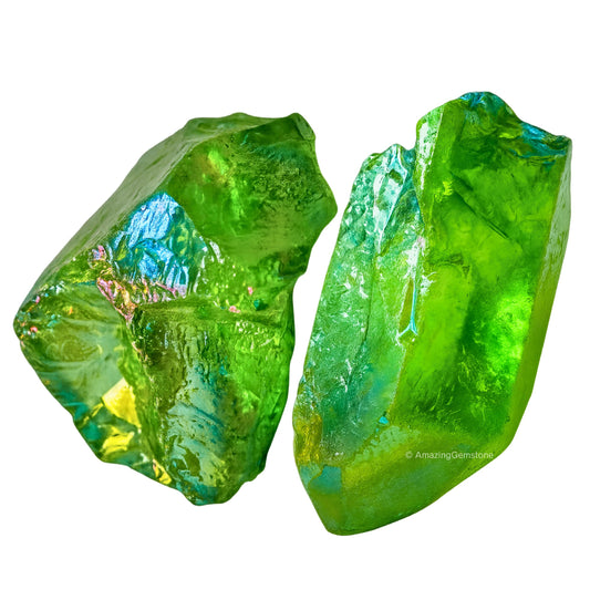 Amazing Gemstone Apple Aura Quartz Raw Crystals and Healing Stones, Natural Rocks for Meditation - DIY Raw Stones and Crystals, 2 Pieces