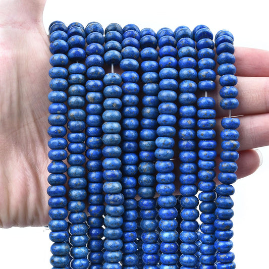 HAAMIIQII 5x8mm Lapis Lazuli Rondelle Stone Spacer Beads, Abacus Disk Loose Gemstone Beads for Jewelry Making, DIY Bracelet, Necklace, Healing Crystal 15 Inch (80-85pcs)