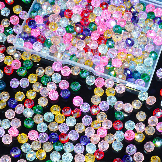 Laopottbeads 220Pcs Colors Random 10mm Crystal Glass Beads for Jewelry Making Beads for Bracelets Necklace Pendants Making Supplies(Mixed Colors)