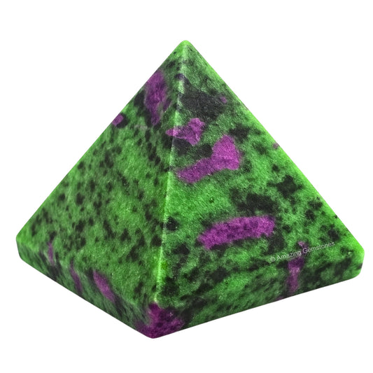 Amazing Gemstone Ruby Zoisite Pyramid Crystal Healing Stones - 1.5" Great Pyramid Figurine of Natural Stone Pyramid for Meditation, Reiki, Chakra Balancing and Crystal Pyramids Grid