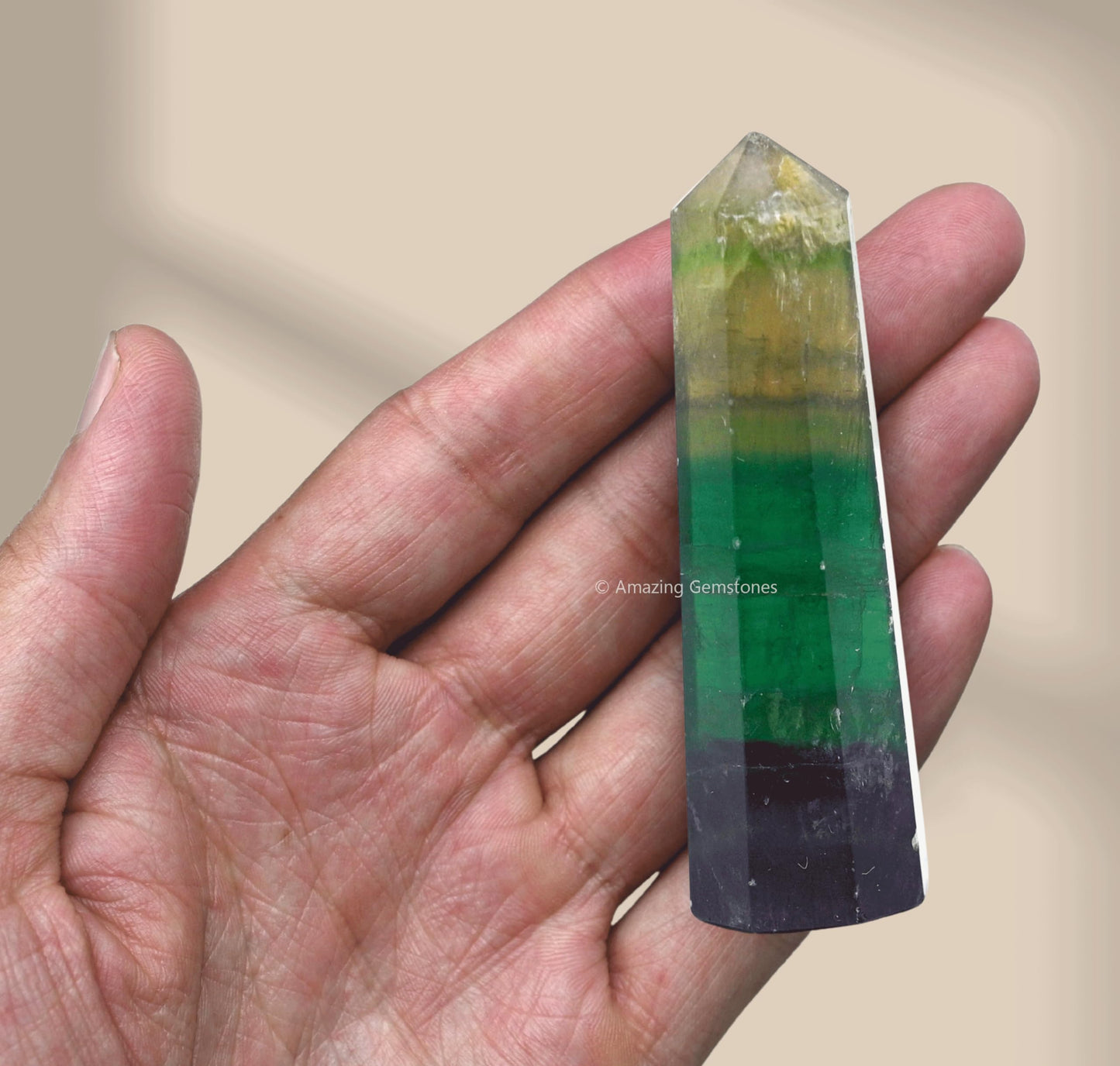 Amazing Gemstone Fluorite Crystal Towers - Natural Healing Crystal Point Obelisk for Reiki Healing and Crystal Grid (3" to 4" INCH)