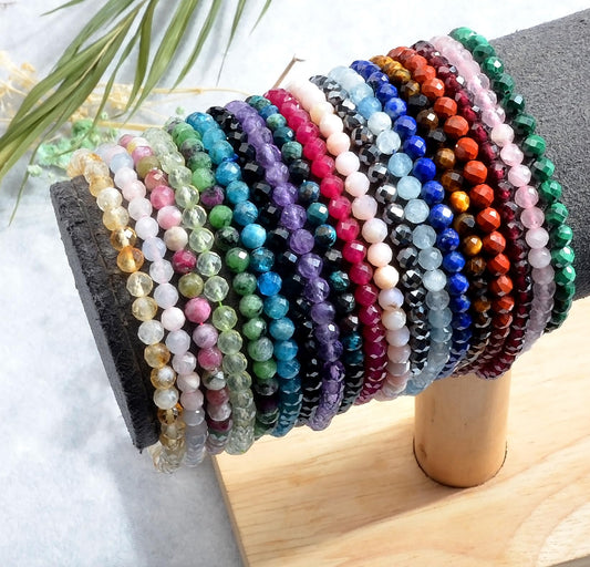 MASSIVE BEADS Natural Genuine Gemstone Beads Healing Crystal Chakra Reiki Jewelry Faceted Round Beads Bracelets (Color Tourmaline B, 3mm)