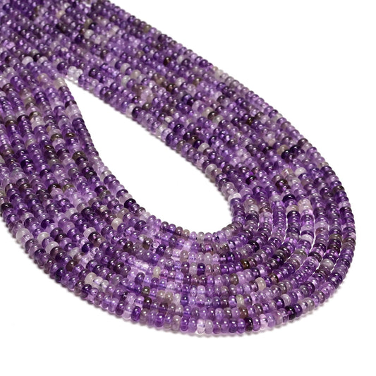 ICAI 2x4mm Natural Amethyst Rondelle Beads – Loose Gemstone Spacers for DIY Jewelry Making
