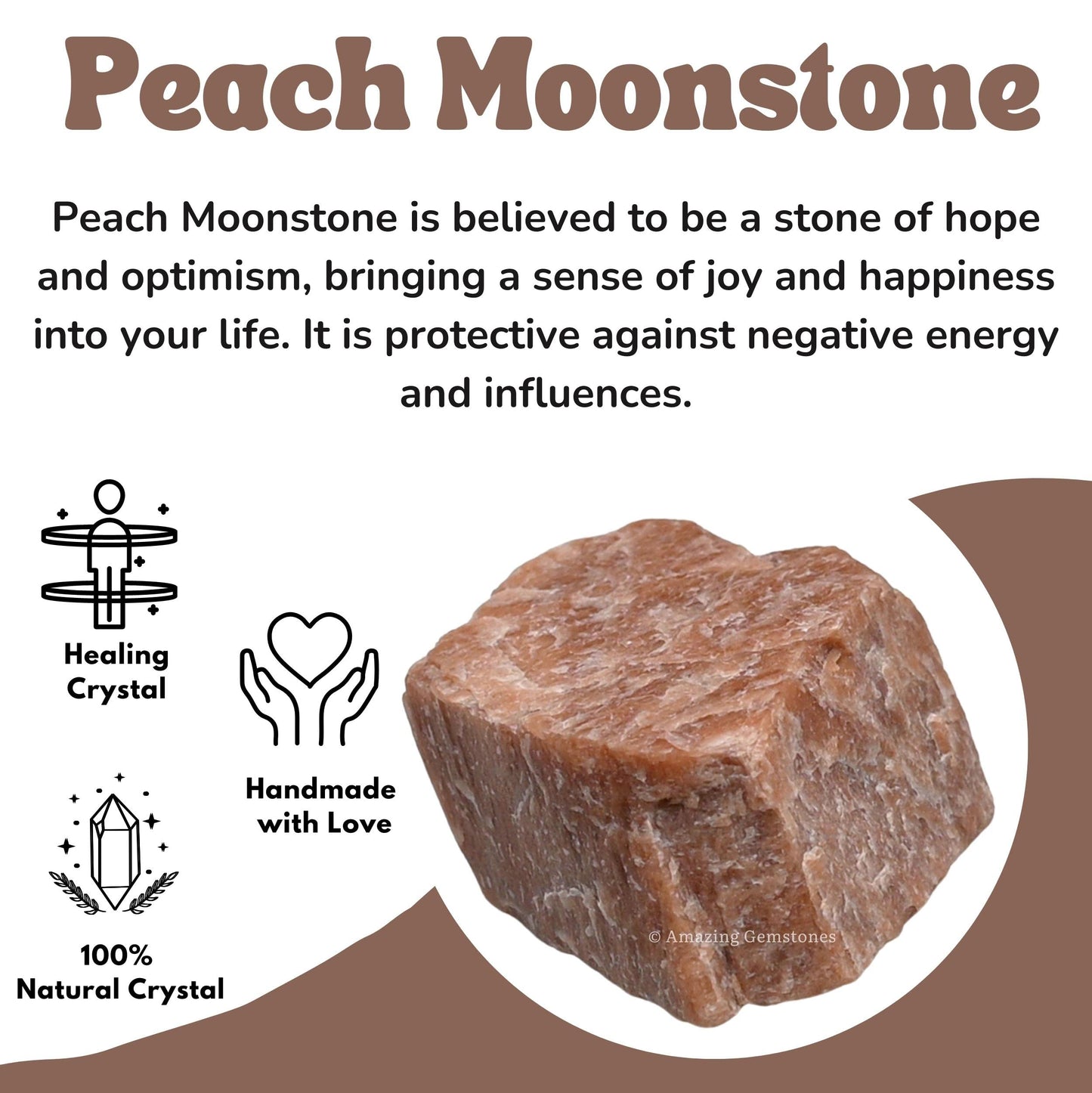 Amazing Gemstone 2 Pieces Peach Moonstone Raw Crystals and Healing Stones, Natural Rocks for Tumbling and DIY Raw Stones and Crystals
