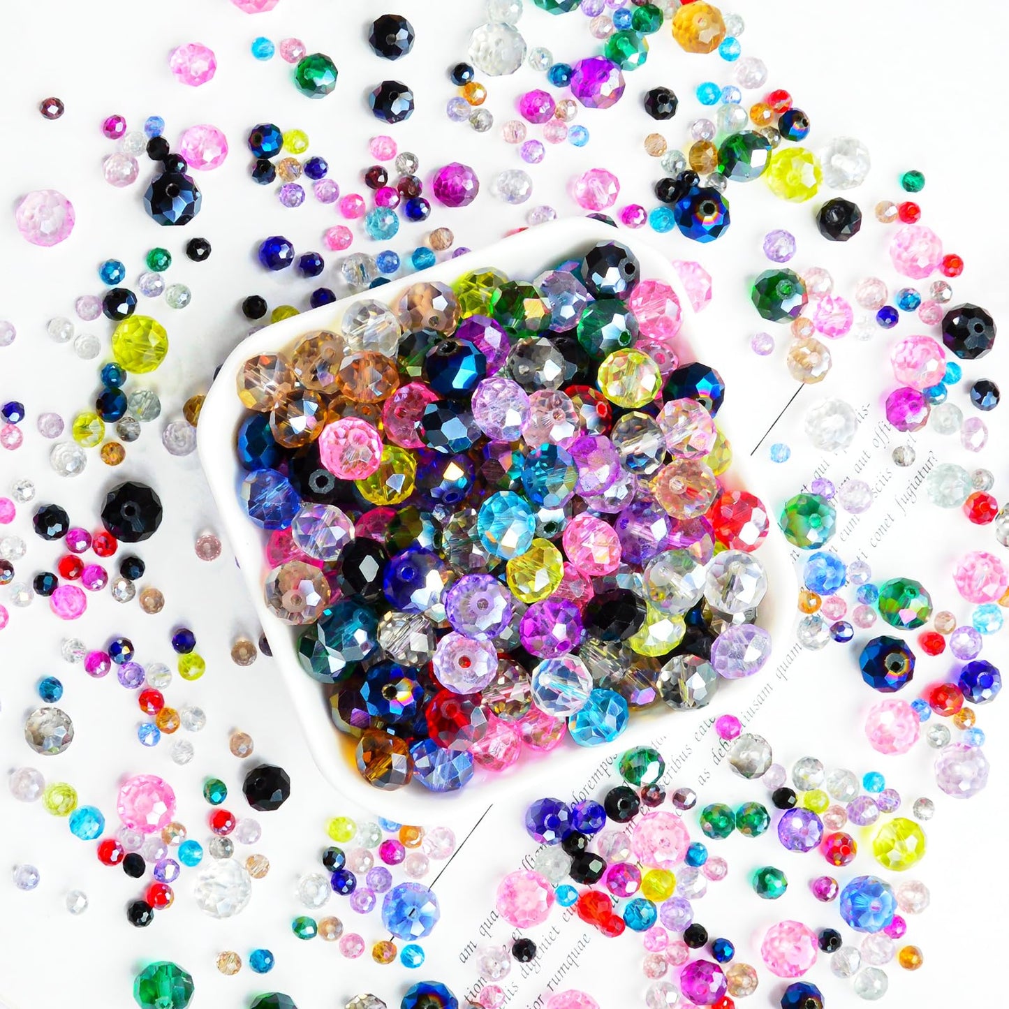 Laopottbeads 1200Pcs 4mm Colors Random Crystal Glass Beads for Jewelry Making Beads for Bracelets Necklace Pendants Making Supplies(Mixed Colors)
