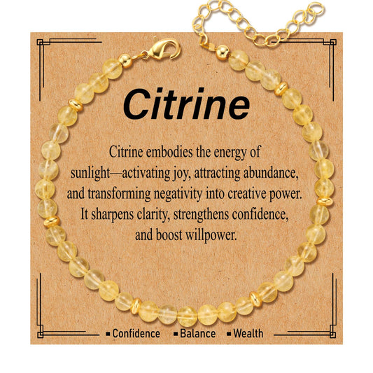 Kenailw Citrine Crystal Bracelet for Women Natural Stone Cuarzo Citrino Para Mujer Beads Bracelet Jewelry Gifts