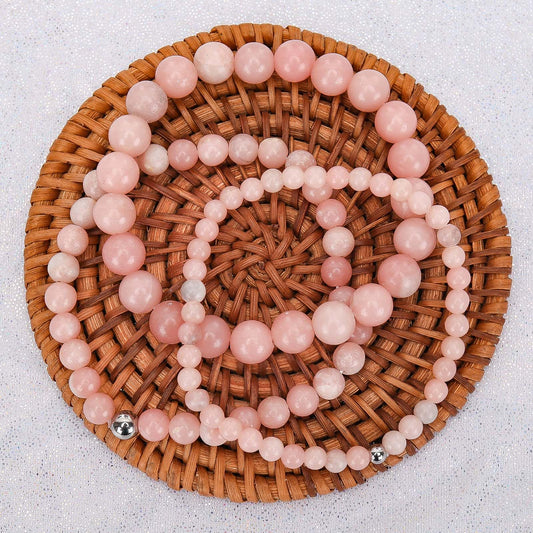 BONNY BOXX 8mm Natural Stretch Pink Opal Bracelet for Unisex, Handmade Elastic Healing Crystal Gemstone Bracelet Yoga Stress Relief Gift for Men Women