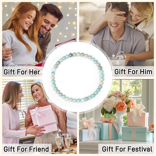 MAIBAOTA Amazonite Bracelet for Women, 4 mm Natural Stone Bracelets