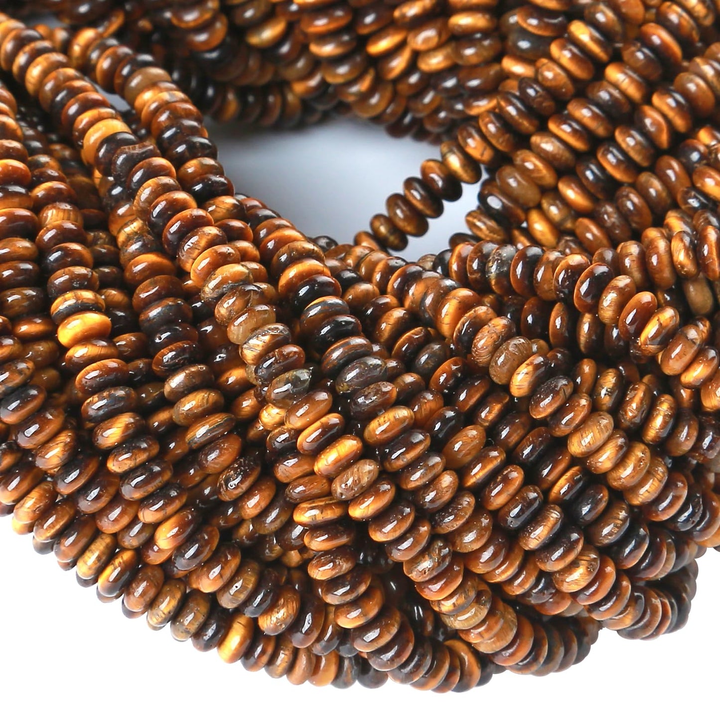 2x4MM 150PCS Yellow Tiger Eye Tube Rondelle Abacus Disk Spacer Loose Beads for Jewelry Making Bracelet DIY Accessories