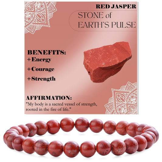 Bivei Red Jasper-Strong Base-6mm Beaded Bracelets for Women Handmade Semi Precious Natural Stone Stretch Elastic Jewelry for Women Yoga Protection Gifts