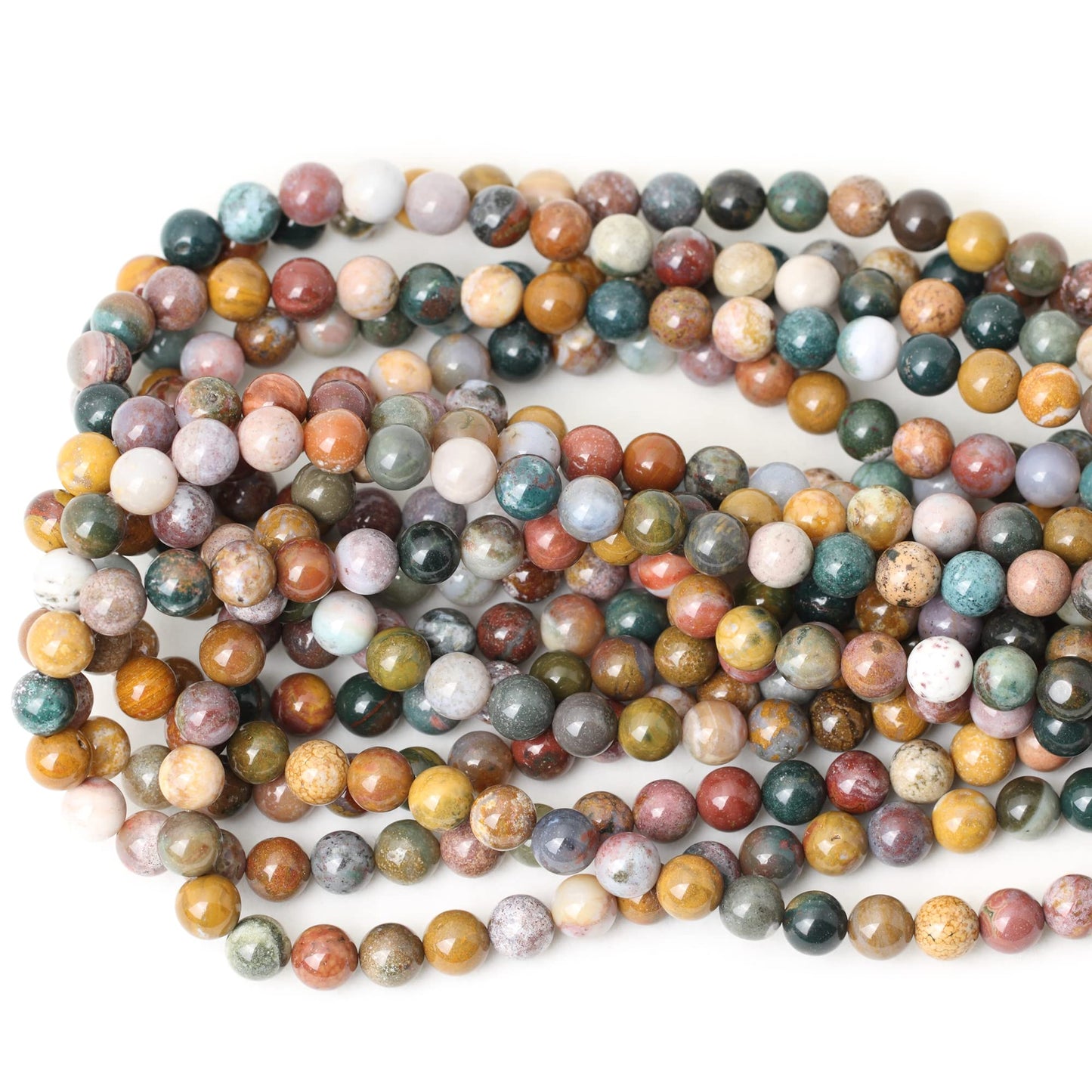 CHEAVIAN 45PCS 8mm Natural Marine Agate Round Loose Beads for Jewelry Making DIY Findings 1 Strand 15"