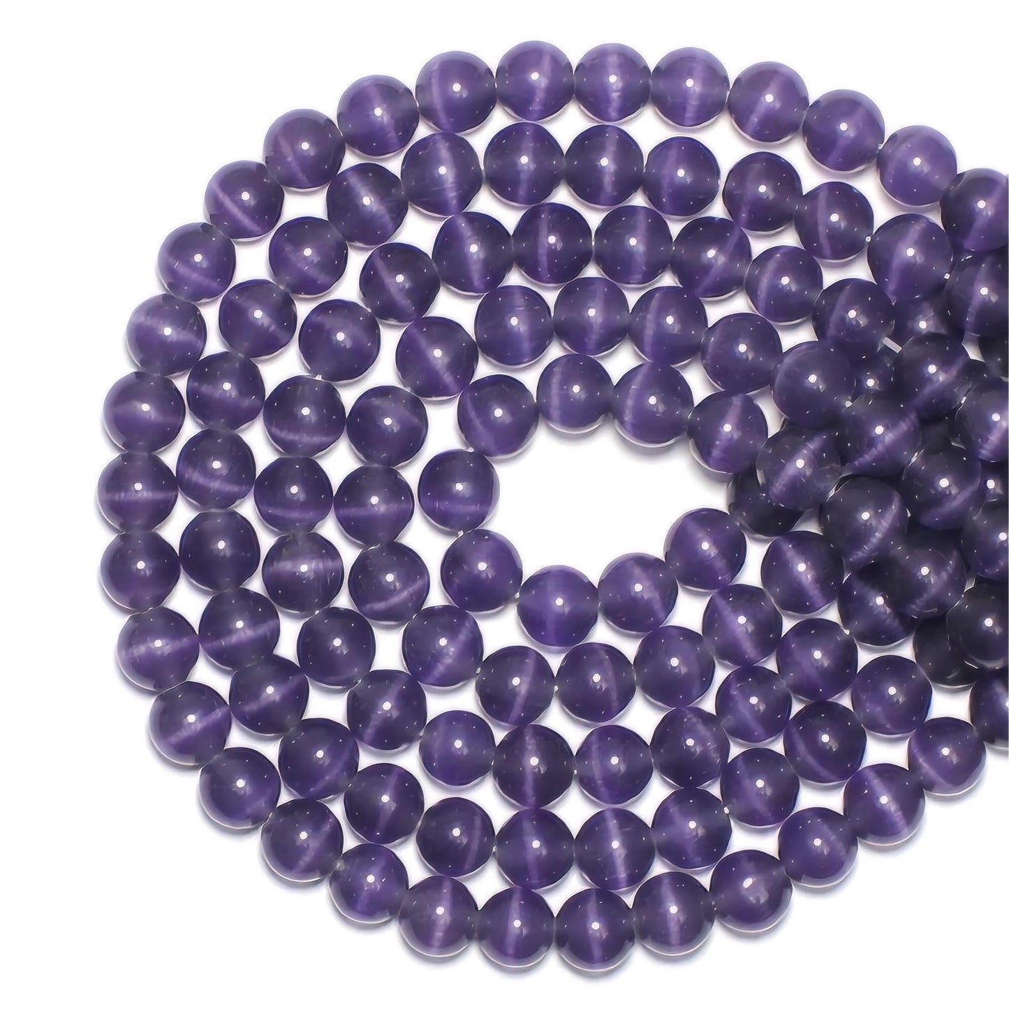 MJDCB 45pcs Purple Cat Eye Stone Beads 8mm Round Crystal Loose Bead for Jewelry Making DIY Bracelets Necklace Accessories