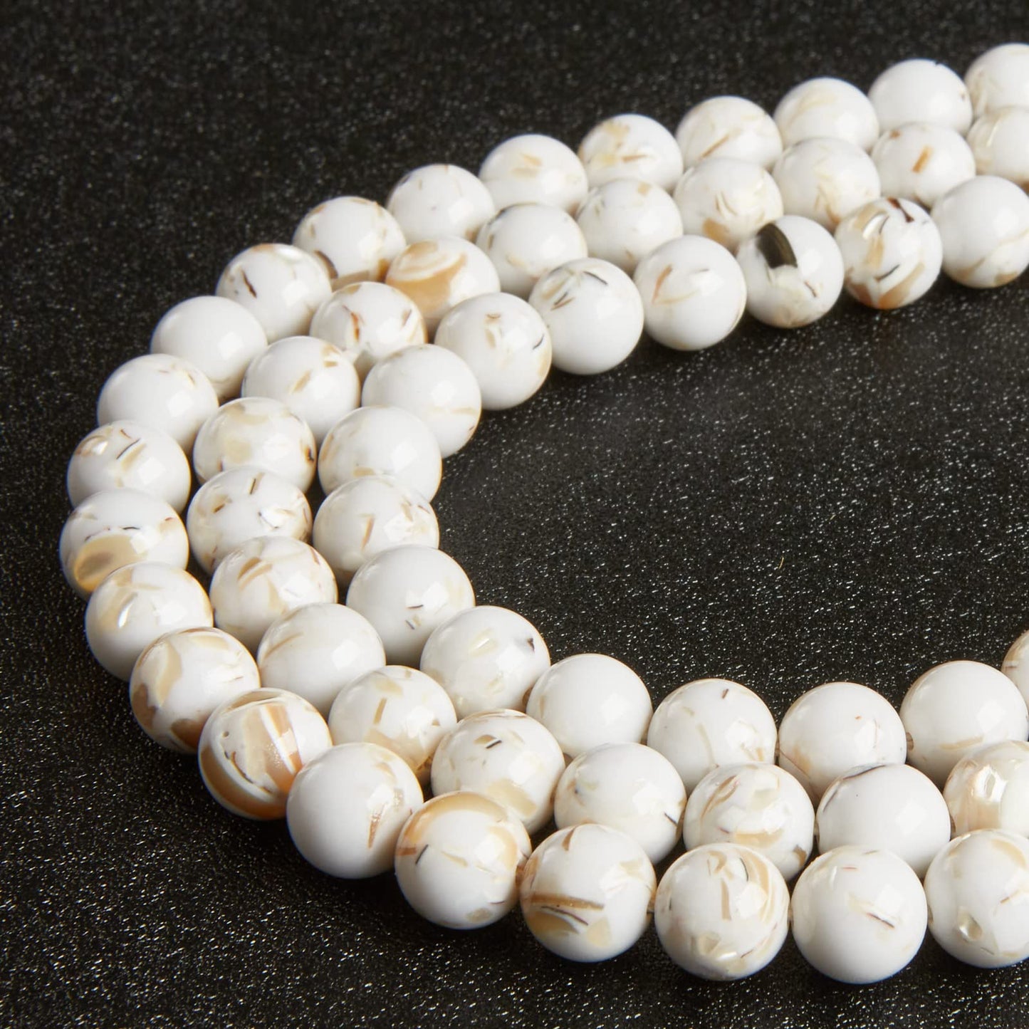 100pcs 10mm White Shell Turquoise Beads Natural Gemstone Beads Round Loose Beads for Jewelry Making