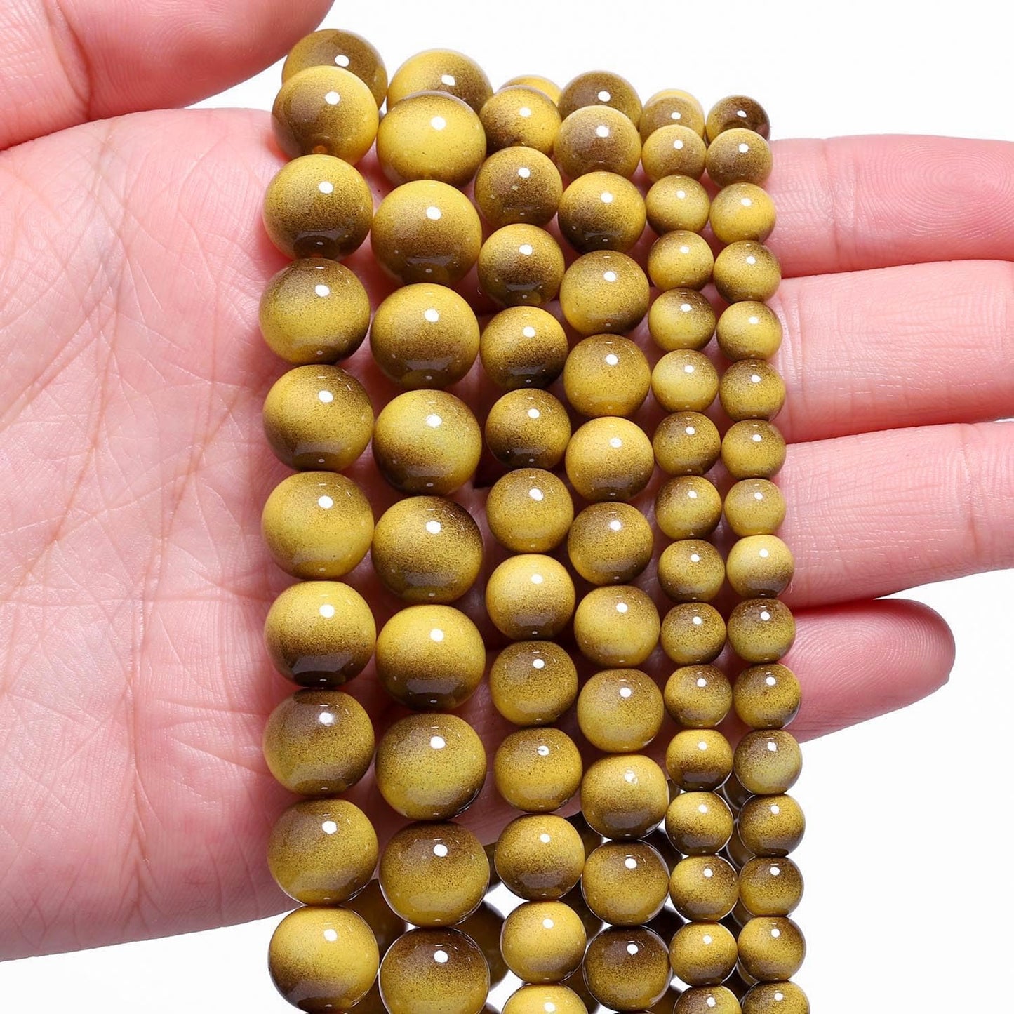 Song Xi 38PCS 10mm Khaki Tiger Eye Gemstone Beads for Jewelry Making, Round Smooth Glass Beads for DIY Bracelet Necklace Earring Keychain, Arts and Crafts, for Christmas Wedding Birthday