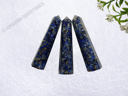 Amazing Gemstone Lapis Lazuli Crystal Orgone Towers ~ Natural Healing Crystal Point Obelisk for Reiki Healing and Crystal Grid (4.5 to 5 Inch, Pack of 1)