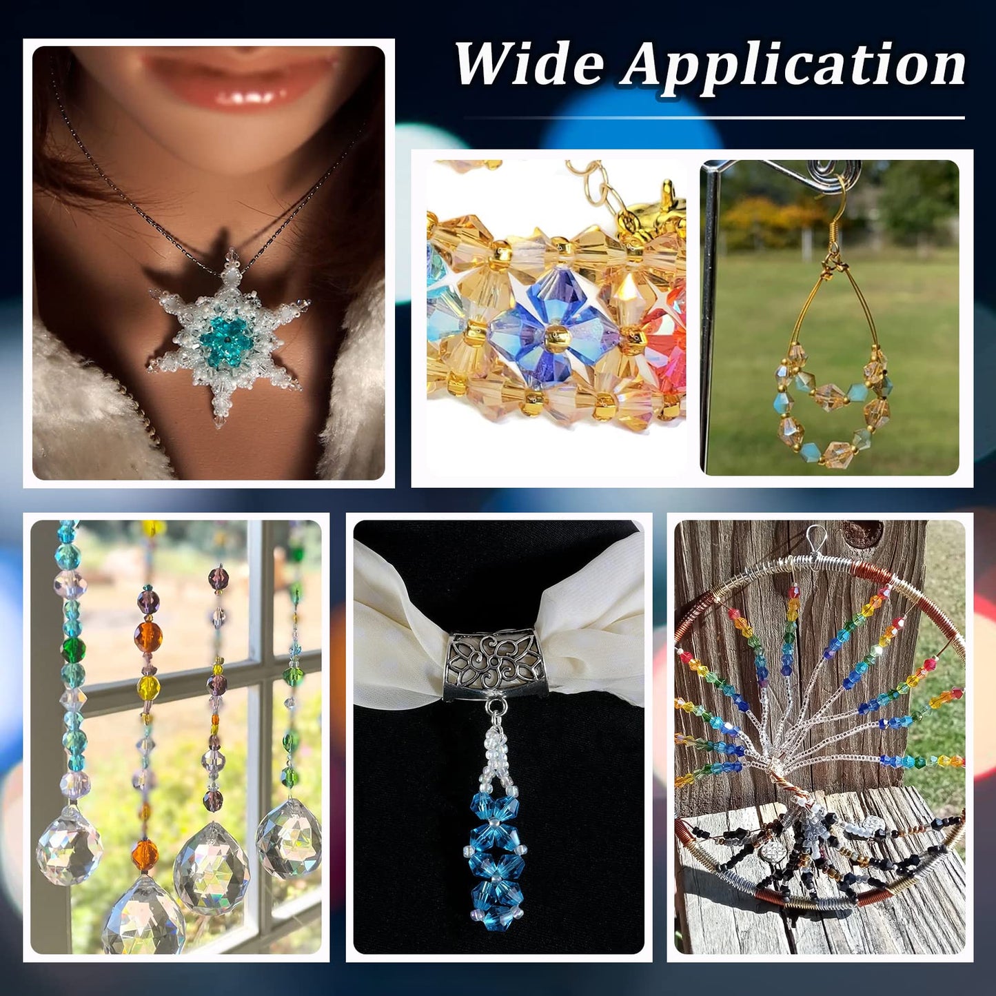Dowarm 1000PCS 4mm Glass Bicone Beads for Craft Jewelry Making, DIY Bracelet, Necklace, Dolls, Wine Charms, Wind Chimes, Suncatchers, Bulk Small Faceted Crystal Beads, Light Blue