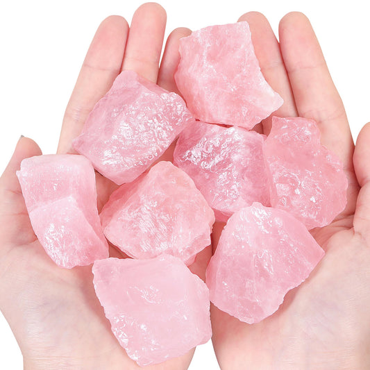 ZHIYUXI Rose Quartz Crystals 2" Rocks Crystals Bulk Healing Crystals and Stones 4Pcs Large Gemstones Rocks for Tumbling Witchcraft Wire Wrapping Fountain Raw Stones Cabbing Room Decor Reiki